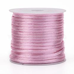 Nylon Cord, Satin Rattail Cord, for Beading Jewelry Making, Chinese Knotting, Pink, 1.5mm, about 16.4 yards(15m)/roll