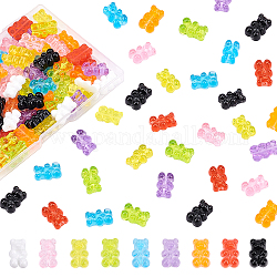 NBEADS 108 Pcs Colorful Resin Bear Charms, 9 Colors Transparent Cartoon Bear Pendants Gummy Bear Charms for DIY Necklace Keychain Jewelry Making, Hole: 1mm