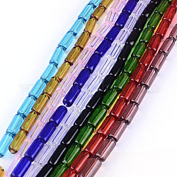 Fili di perline di vetro trasparente, tubo, colore misto, 15x6mm, Foro: 1 mm, circa 22pcs/filo, 12.5 pollice