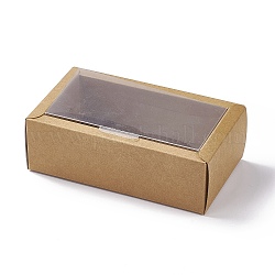 Boîte cadeau en papier cartonné, avec fenêtre transparente en plastique, rectangle, burlywood, plier: 14.1x8x4.6 cm