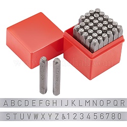 Jeu de timbres de sceau de fer, pour l'impression du métal, bois, plastique, cuir, plus, y compris la lettre a ~ z et esperluette et le numéro 0~9, 64x8x8mm, 36 pcs / boîte