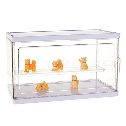 OLYCRAFT 2 Tier Acrylic Display Case Assemble Countertop Acrylic Boxes Dustproof Storage Box Minifigure Display Showcase for Aciton Figures Minifigure Collectibles 10.6x5.5x6.3 Inch