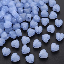 Abalorios de acrílico de la jalea de imitación, corazón, azul pizarra medio, 8x8.5x5.5mm, agujero: 2.5 mm, aproximamente 2030 unidades / 500 g