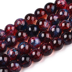 Baking Painted Glass Beads Strands, Imitation Opalite, Round, Dark Red, 6mm, Hole: 1.3~1.6mm, about 133pcs/strand, 31.4 inch