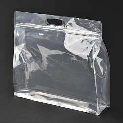 Sac en plastique transparent à fermeture éclair, pochette en plastique debout, sacs refermables, avec une poignée, clair, 30x35x0.08 cm