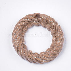 Harzanhänger, Imitation gewebtes Rattan-Muster, Ring, Kamel, 24x4 mm, Bohrung: 1.6 mm