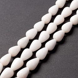 Natural White Jade Beads Strands, Dyed, Teardrop, White, 15x10mm, Hole: 1.5mm, about 27pcs/strand, 15.75 inch(40cm)