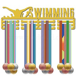 Telaio porta medaglie in ferro, espositore per medaglie appendiabiti, con viti, rettangolo con nuoto, gli sport, 123x400mm