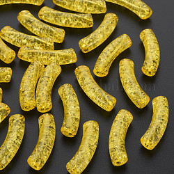 Transparent Crackle Acrylic Beads, Curved Tube, Gold, 32x8x10mm, Hole: 1.6mm, about 330pcs/500g
