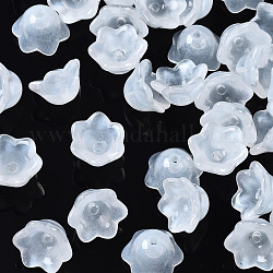 Perles de verre peintes par pulvérisation transparent, fleur, blanc, 7x11.5x11.5mm, Trou: 1.2mm