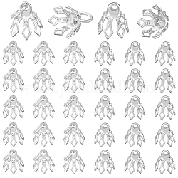 SuperZubehör 80 Stück Filigrane Perlenkappen-Bügel aus Messing im 2-Stil, silberne Blumen-Perlenkappen mit Öse, Filigrane Zinken-AbstandsKlaueperlen für Ohrringe, Armbänder, Halsketten, Schmuck, DIY