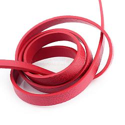 Kunstlederschnüre, zufällige Farbe auf der Rückseite, rot, 10x2~2.5 mm, ca. 1.31 Yard (1.2m)/Strang