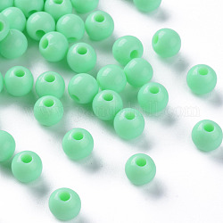 Opaque Acrylic Beads, Round, Aquamarine, 6x5mm, Hole: 1.8mm, about 4400pcs/500g