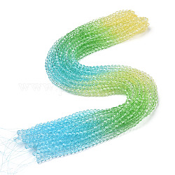 Transparente Glasperlen Stränge, segmentierte mehrfarbige Perlen, facettiert (32 Facetten), Runde, lime green, 4~4.5 mm, Bohrung: 1 mm, ca. 90~95 Stk. / Strang, 13.98'' (35.5 cm)