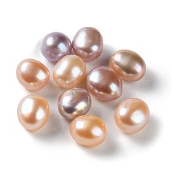 Perlas naturales abalorios de agua dulce cultivadas, dos lados pulidos, ningún agujero, oval, arena marrón, 7~9x6~8mm