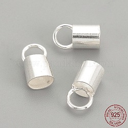 925 Sterling Silver Ends Caps, Silver, 10.5x5.5mm, about 4.5mm inner diameter, Hole: 4mm