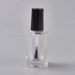Transparent Glass Nail Polish Empty Bottle, with Brush, Clear, 2.75x2.75x7cm, 15ml/bottle