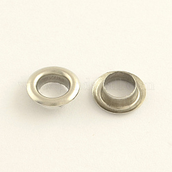 201 Stainless Steel Eyelet Beads, Stainless Steel Color, 9x3mm, Hole: 5mm