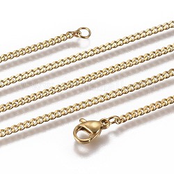 Collares de cadena de bordillo de 304 acero inoxidable, con cierre de pinza, dorado, 21.65 pulgada (55 cm)