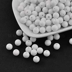 Opaque Acrylic Beads, Round, White, Size: about 8mm in diameter, hole: 1.5mm(Range: 1.3~1.8mm), about 1700pcs/500g