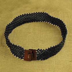 Cinture di perline di legno elastico, nero, 24.4 pollice~28.3 pollici