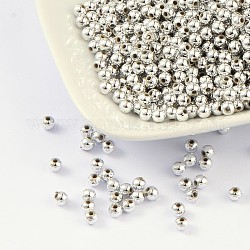 Beschichtung Acryl-Perlen, Runde, Silbern Plattiert Versilbert, 4 mm, Bohrung: 1 mm, ca. 14000 Stk. / 500 g