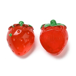 Cabochons semi-stéréoscopiques en résine transparente, fruit, fraise, 19x16x14mm
