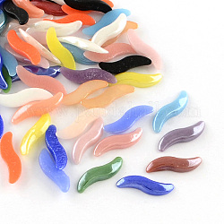 Cabochons de verre opaque plaqué nacré, torsion, couleur mixte, 14~15x4x2mm