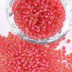 12/0 runde Glasperlen der Klasse a, transparente Innenfarben, tief rosa, 2x1.5 mm, Bohrung: 0.7 mm, ca. 48500 Stk. / Pfund