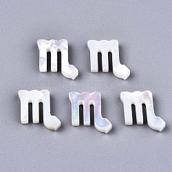 Natural White Shell Beads, Mother of Pearl Shell Beads, Top Drilled Beads, Constellation/Zodiac Sign, Scorpio, 11x10x2.5mm, Hole: 0.8mm