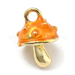 Талисман из сплава, с эмалью, золотые, грибные прелести, оранжевые, 13x9x8.5 мм, отверстие : 1.8 мм
