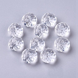 Abalorios de cristal hechos a mano, imitar cristal austriaco, rondelle facetas, Claro, 16x12mm, agujero: 1 mm
