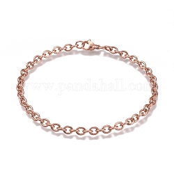 Pulseras de cadena de cable de 304 acero inoxidable, con cierre de pinza, oro rosa, 7-7/8 pulgada (20 cm)