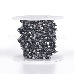 Немагнитные синтетические гематитовые бисерные цепи, несварные, с латунной фурнитурой , с катушкой, кубические, металлический черный, 3x3x3 мм, около 32.8 фута (10 м) / рулон