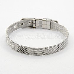 Modische Unisex 304 Edelstahl Armband Armband Armbänder, Armband mit Schnallen, Edelstahl Farbe, 8-1/4 Zoll (210 mm), 14x1.4 mm