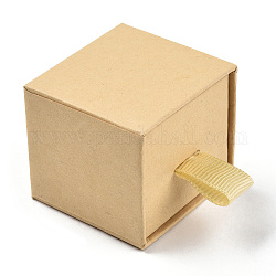 Cajas de joyería de cartón, Para el anillo, con la esponja en el interior, cuadrado, blanco navajo, 1-3/4x1-3/4x1-3/4 pulgada (4.5x4.5x4.5 cm)