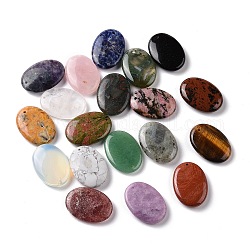 Colgantes de piedras preciosas naturales y sintéticas mezcladas, encantos ovalados planos, 35x25~25.5x6.5~8.5mm, agujero: 1.5~1.6 mm