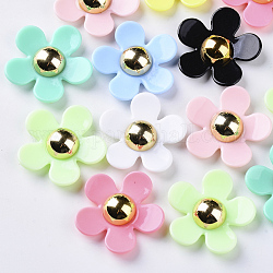 Opake Legierung Perlen, Blume, Mischfarbe, 36x37x11 mm, Bohrung: 1.2 mm