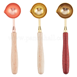 Craspire latón cera palos cuchara de fusión, con mango de madera, oro y oro rosa, 121x30x15.3mm, 3 PC / sistema