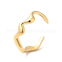 Placcatura ionica (ip) 304 anello polsino aperto a onda in acciaio inossidabile per uomo donna, oro, misura degli stati uniti 9 1/2 (19.3mm)