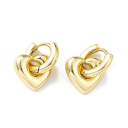 Boucles d'oreilles créoles en forme de coeur en laiton plaqué pour femmes, sans plomb et sans cadmium, véritable 18k plaqué or, 18mm, pin: 1 mm