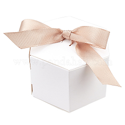 Boîte à bijoux en papier, avec ruban de polyester, hexagone, blanc, produit fini: 8.5x7.5x5.5cm