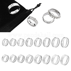Unicraftale 16 pz 2 stili anello con nucleo vuoto 8 dimensioni anello singolo e doppio scanalato in acciaio inossidabile con sacchetti di velluto anello rotondo vuoto per anello intarsiato creazione di gioielli regalo colore acciaio inossidabile