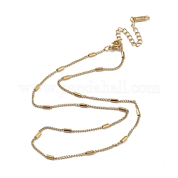 Ion Plating(IP) 304 Stainless Steel Column Beaded Curb Chains, Satellite Chain Necklace, Real 18K Gold Plated, 15.75~16.34 inch(40~41.5cm)