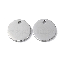 304 Stainless Steel Charms, Stamping Blank Tag, Flat Round Charm, Stainless Steel Color, 11x1.3mm, Hole: 1.6mm