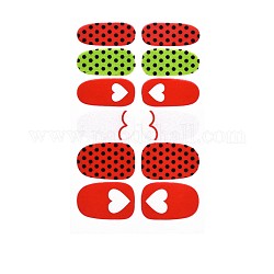 Avocados & Erdbeeren & Blumen Full Cover Nail Art Sticker, Glitzerpulver Aufkleber, selbstklebend, für Nagelspitzen Dekorationen, Schamottestein, 25.5x10~16.5 mm, 12pcs / Blatt