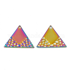 Placage ionique (ip) 304 pendentifs en acier inoxydable, charme triangulaire, couleur arc en ciel, 23x26.5x1mm, Trou: 1.5mm
