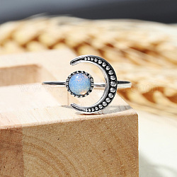 Латунное открытое кольцо-манжета для женщин, со смоляным солнцем, лунное кольцо для женщин, платина, размер США 8 (18.1 мм)