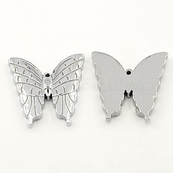 Non-magnetic Synthetic Hematite Pendants, Butterfly, Silver, 34x32x5mm, Hole: 1mm