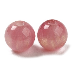 Perles de résine translucide, perles de paillettes, ronde, rouge indien, 8x7.5mm, Trou: 1.8mm